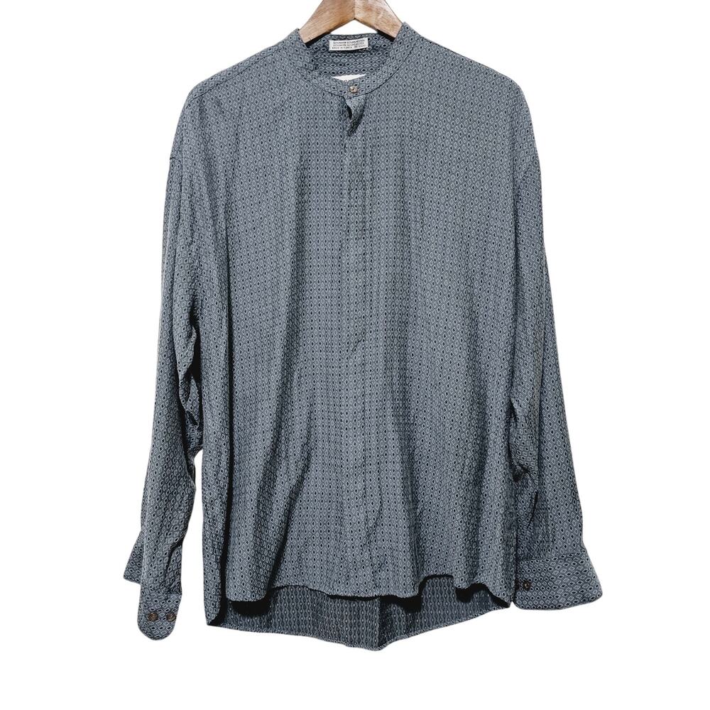 Pavo by Lastrada Gray Diamond Button-Up Sz L (16-16.5) Vintage Business Casual